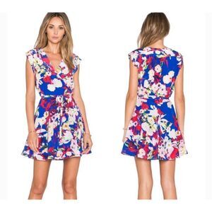Yumi Kim soho mixer silk dress in vermillion blooms